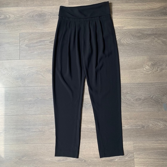 Aritzia Wilfred Tuxedo Pant High fold over Waist Straight leg Trouser Black - Picture 9 of 16